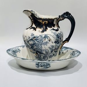 "Sweet Pea" by Etruria Mellor & Co.(Pitcher) &(Bowl) by Hanley J & G Meakin 🇬🇧